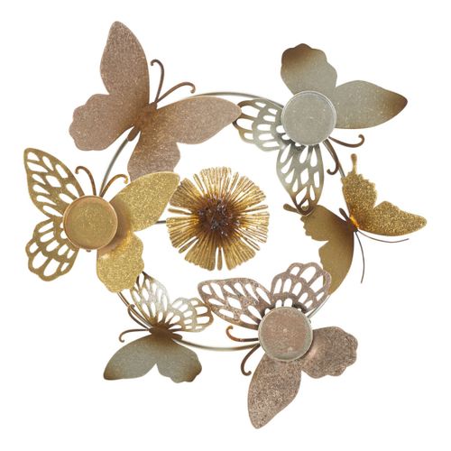 Bougeoir Papillon 22, Métal, Multicouleur, 39x35,5x7 Cm