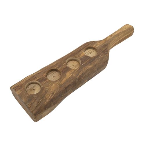 Bougeoir Natura 5, Bois, Marron, 51x14x6 Cm