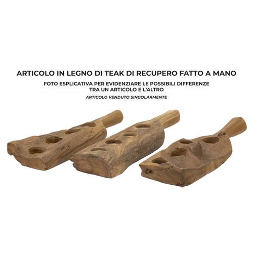 Bougeoir Natura 5, Bois, Marron, 51x14x6 Cm