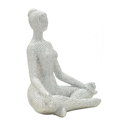 Sculpture Yoga, Polyrésine, Blanc, 23x20,5x15,5 Cm