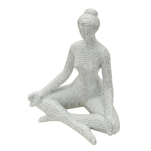 Sculpture Yoga, Polyrésine, Blanc, 23x20,5x15,5 Cm