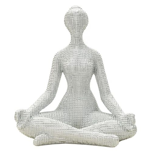 Sculpture Yoga, Polyrésine, Blanc, 23x20,5x15,5 Cm