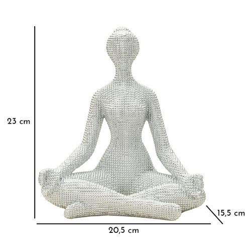Sculpture Yoga, Polyrésine, Blanc, 23x20,5x15,5 Cm