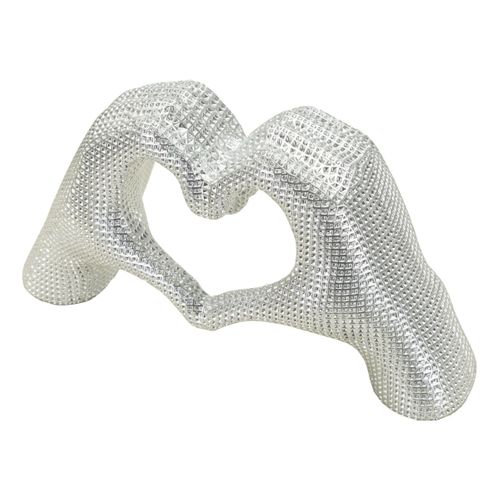 Sculpture Mains, Polyrésine, Argent, 13,5x25x7,5 Cm