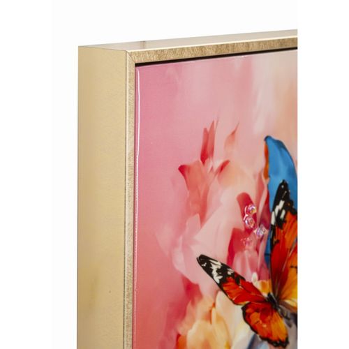 Impression Sur Toile Fleurs, Tissu, Multicouleur, 92x62x4 Cm