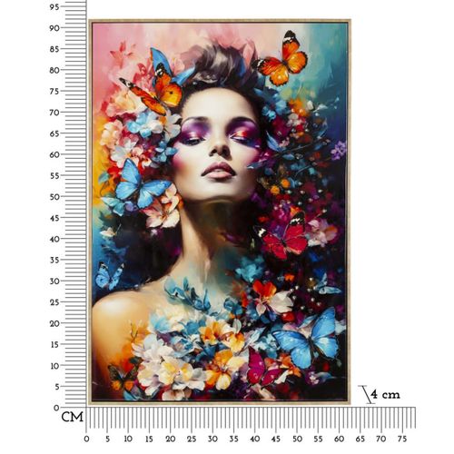 Impression Sur Toile Fleurs, Tissu, Multicouleur, 92x62x4 Cm