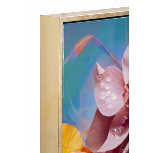 Impression Sur Toile Fleurs 1, Tissu, Multicouleur, 92x62x4 Cm