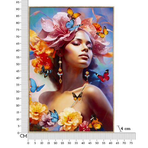 Impression Sur Toile Fleurs 1, Tissu, Multicouleur, 92x62x4 Cm