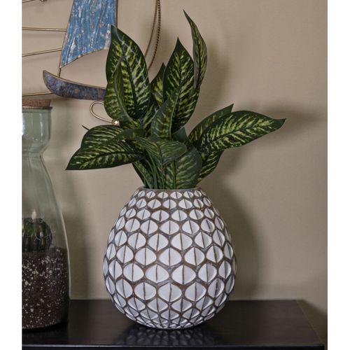 Vase Décoratif Istanbul, Polyrésine, Blanc, 27x27x27 Cm