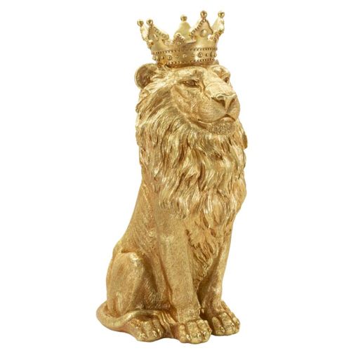 Sculpture Lion 1, Polyrésine, Or, 30x42x74 Cm