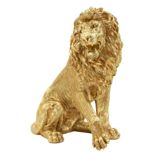 Sculpture Lion 2, Polyrésine, Or, 45x29x55 Cm
