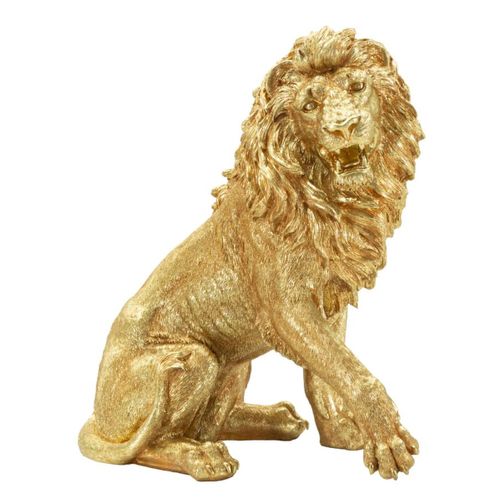Sculpture Lion 2, Polyrésine, Or, 45x29x55 Cm