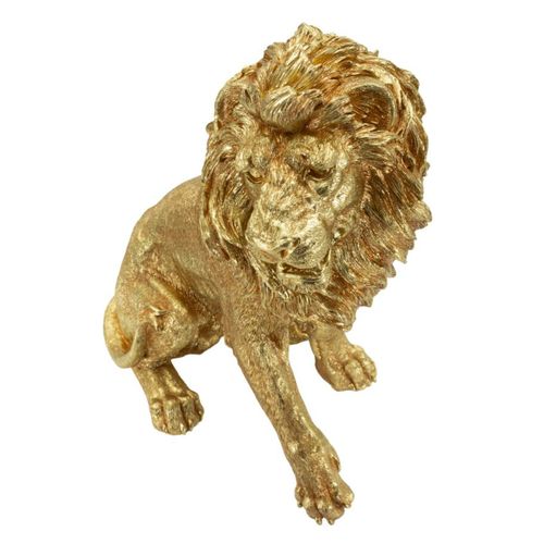 Sculpture Lion 2, Polyrésine, Or, 45x29x55 Cm