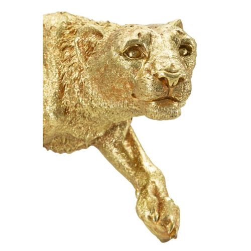 Sculpture Panthère, Polyrésine, Or, 89x21x33 Cm
