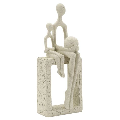 Sculpture Personnes 2, Polyrésine, Beige, 10x7,5x26 Cm