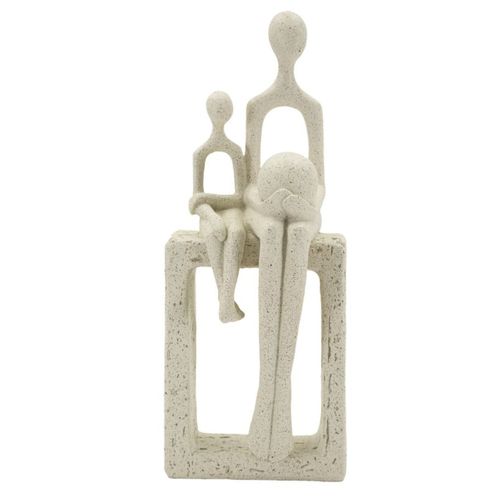 Sculpture Personnes 2, Polyrésine, Beige, 10x7,5x26 Cm