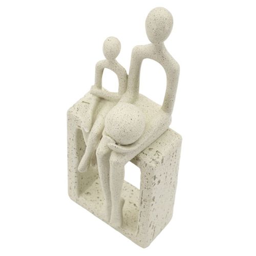 Sculpture Personnes 2, Polyrésine, Beige, 10x7,5x26 Cm