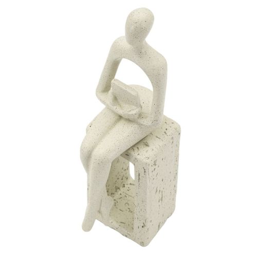 Sculpture Personnage, Polyrésine, Beige, 8,5x6,5x24 Cm