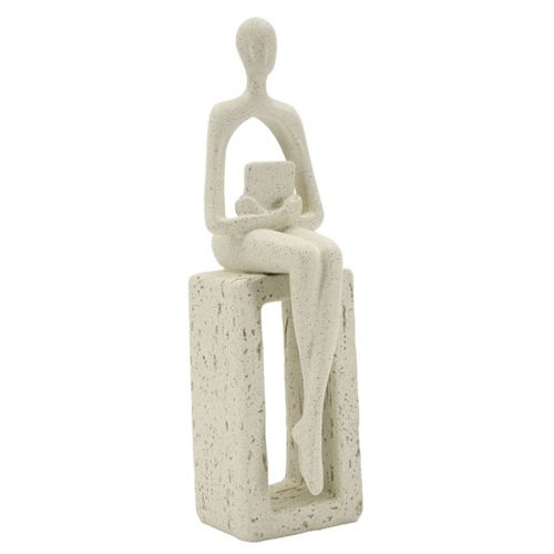 Sculpture Personnage, Polyrésine, Beige, 8,5x6,5x24 Cm