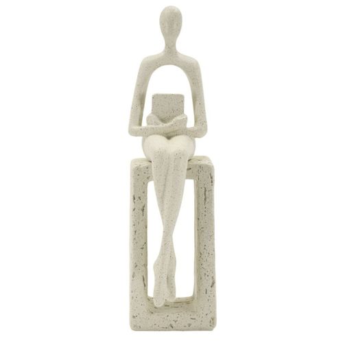 Sculpture Personnage, Polyrésine, Beige, 8,5x6,5x24 Cm