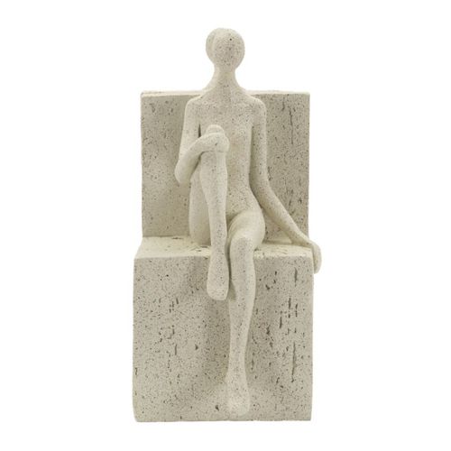 Sculpture Femmes, Polyrésine, Beige, 24x10x20,5 Cm