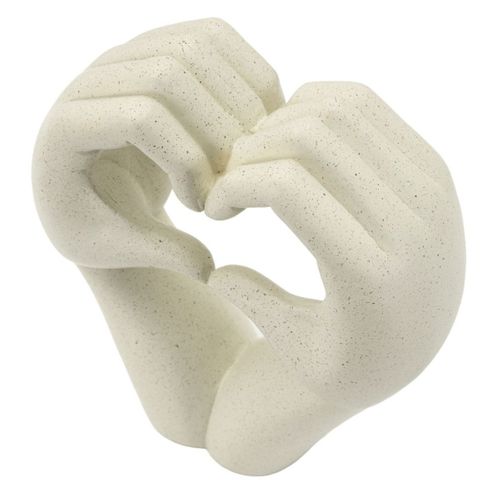 Sculpture Cœur 1, Polyrésine, Beige, 16,5x7x20 Cm