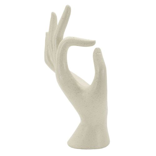 Sculpture Main 1, Polyrésine, Beige, 14x10x24 Cm