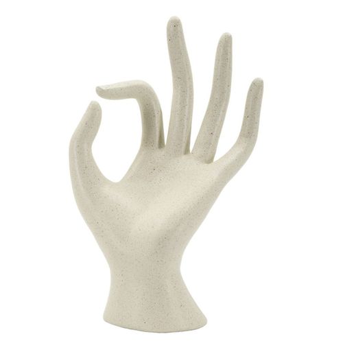 Sculpture Main 1, Polyrésine, Beige, 14x10x24 Cm