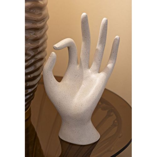 Sculpture Main 1, Polyrésine, Beige, 14x10x24 Cm