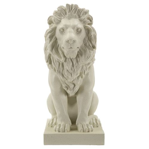 Sculpture Lion 3, Polyrésine, Beige, 17,5x25x40 Cm