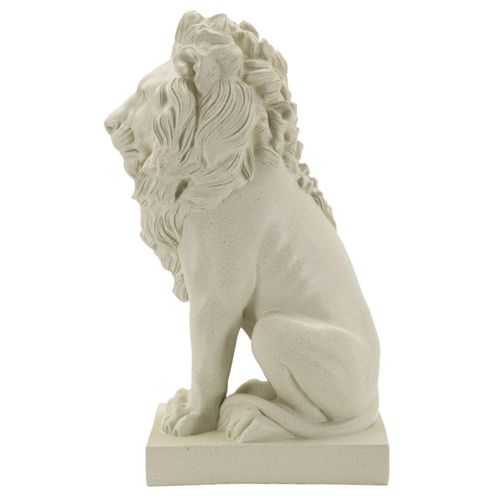 Sculpture Lion 3, Polyrésine, Beige, 17,5x25x40 Cm