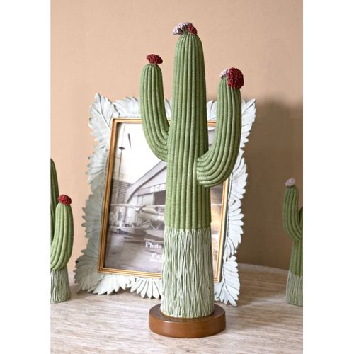 Sculpture Cactus, Polyrésine, Multicouleur, 16,5x11x45 Cm