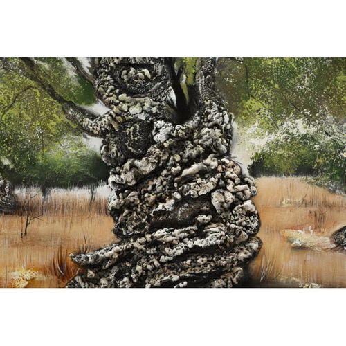 Impression Sur Toile Arbre, Bois, Multicouleur, 120x3,8x80 Cm