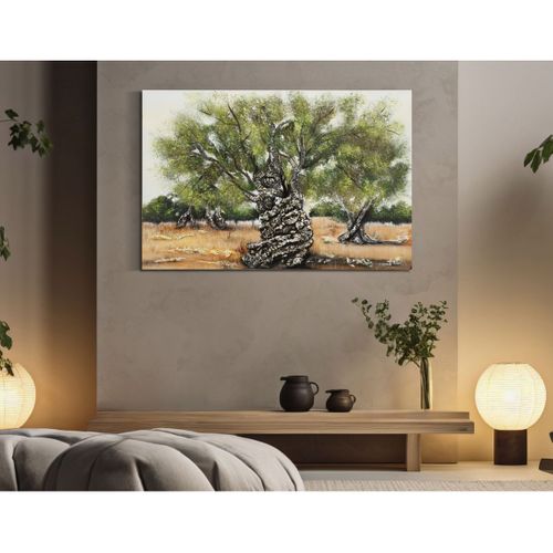 Impression Sur Toile Arbre, Bois, Multicouleur, 120x3,8x80 Cm