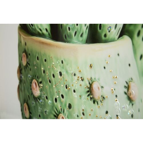 Impression Sur Toile Avec Cadre Cactus 2, Bois, Multicouleur, 40x2,8x40 Cm