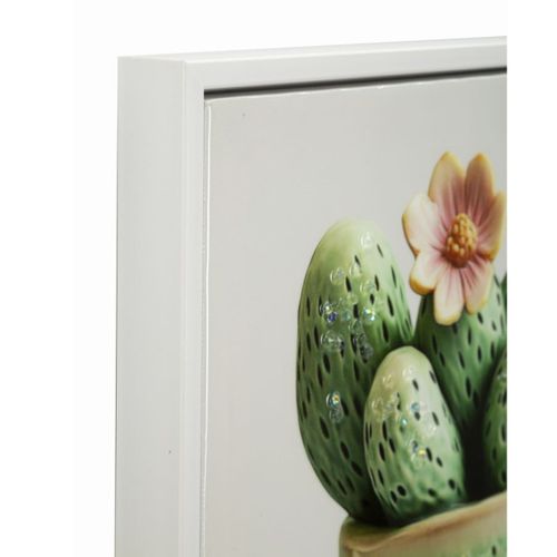 Impression Sur Toile Avec Cadre Cactus 2, Bois, Multicouleur, 40x2,8x40 Cm