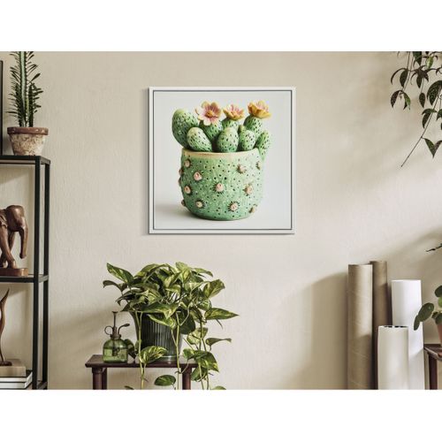 Impression Sur Toile Avec Cadre Cactus 2, Bois, Multicouleur, 40x2,8x40 Cm