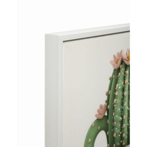 Impression Sur Toile Avec Cadre Cactus 3, Bois, Multicouleur, 40x2,8x40 Cm