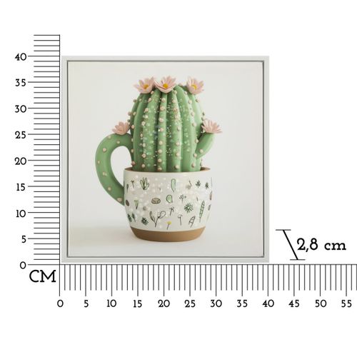 Impression Sur Toile Avec Cadre Cactus 3, Bois, Multicouleur, 40x2,8x40 Cm
