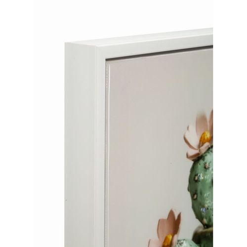 Impression Sur Toile Avec Cadre Cactus 4, Bois, Multicouleur, 40x2,8x40 Cm