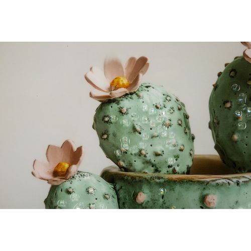 Impression Sur Toile Avec Cadre Cactus 4, Bois, Multicouleur, 40x2,8x40 Cm
