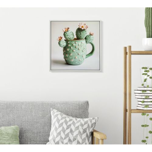 Impression Sur Toile Avec Cadre Cactus 4, Bois, Multicouleur, 40x2,8x40 Cm