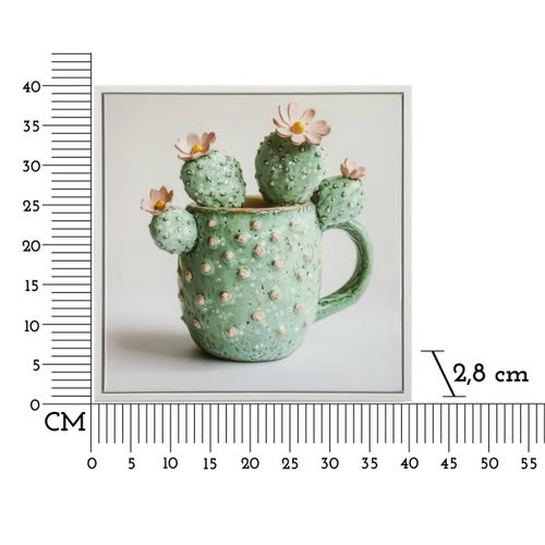 Impression Sur Toile Avec Cadre Cactus 4, Bois, Multicouleur, 40x2,8x40 Cm