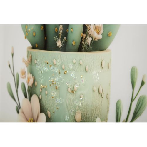 Impression Sur Toile Avec Cadre Cactus 5, Bois, Multicouleur, 40x2,8x40 Cm
