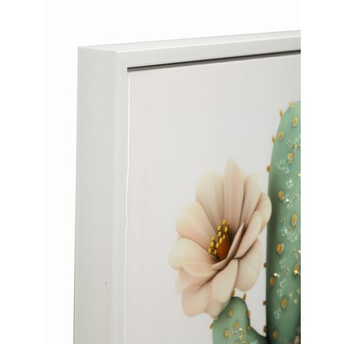 Impression Sur Toile Avec Cadre Cactus 5, Bois, Multicouleur, 40x2,8x40 Cm