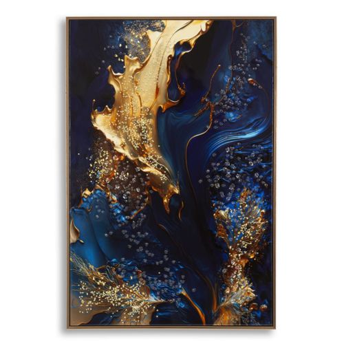 Impression Sur Toile Avec Cadre Marbre, Bois, Multicouleur, 60x4x90 Cm