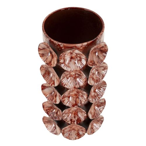 Vase Décoratif Mf854, Métal, Rouge, 12,5x12,5x24 Cm