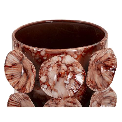 Vase Décoratif Mf854, Métal, Rouge, 12,5x12,5x24 Cm