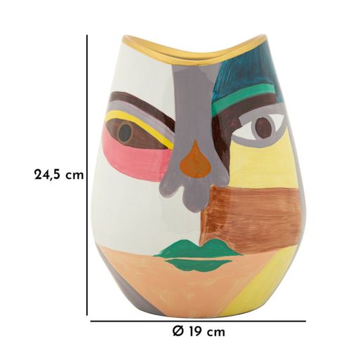Vase Décoratif Mf844, Céramique, Multicouleur, 19x19x24,5 Cm