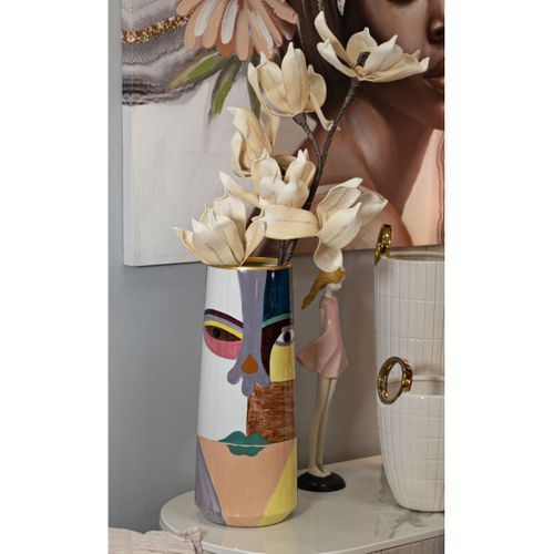 Vase Décoratif Mf832, Céramique, Multicouleur, 15x15x40 Cm